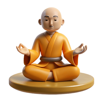 vibrant modern 3D Monk in Meditation Pose professional png