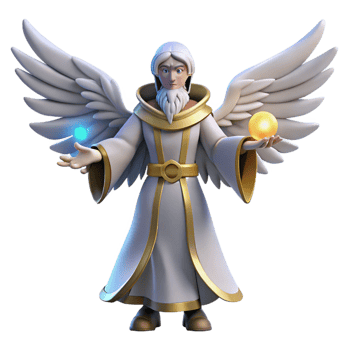 stunning artistic Angelic 3D Render Celestial Being with Wings and Orbs detailed png