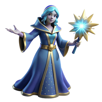 magnificent vintage 3D Render of a Fantasy Mage high quality png