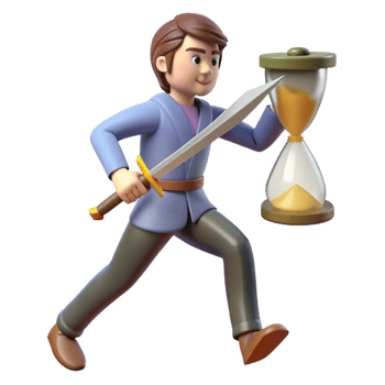 wonderful vintage 3D Illustration Time Management Knight professional png