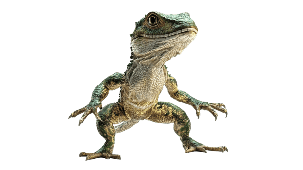 Unique lizard standing with an alert posture png