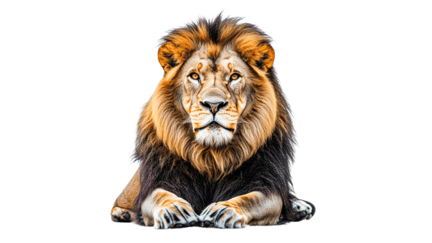 Majestic lion resting in a calm pose transparent png
