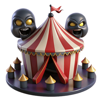 dramatic artistic Spooky Circus 3D Render premium png