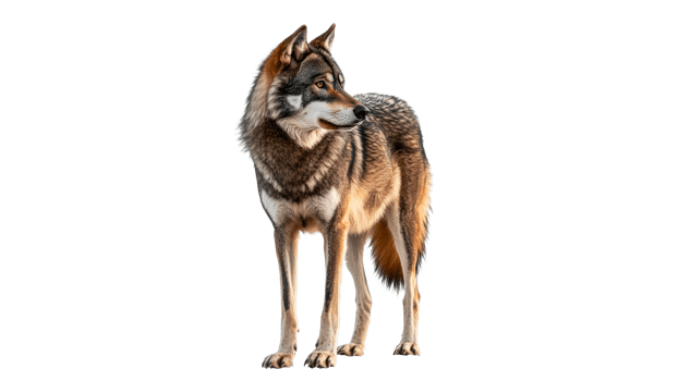 Majestic wolf standing gracefully in natural pose png