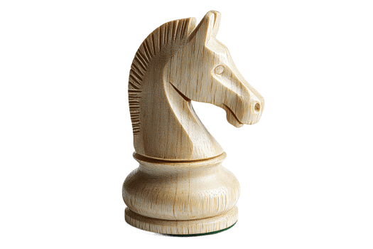 Wooden chess knight piece displayed on a table png