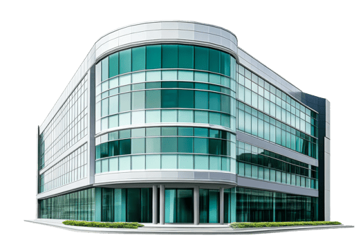 Modern glass office building with sleek design png
