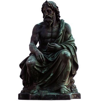 A Seated Bronze Statue of a Bearded Man Draped in a Robe png