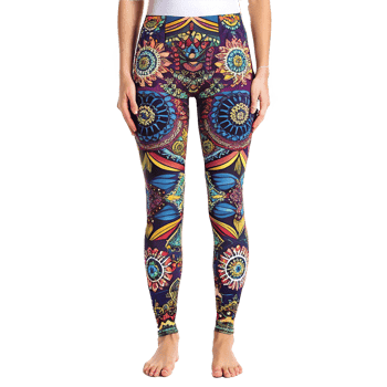 Vibrant Mandala Leggings Womens Colorful Yoga Pants Artistic Floral Print Activewear png