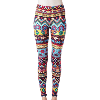 Vibrant and Colorful Women's Leggings with Intricate Bohemian Pattern png