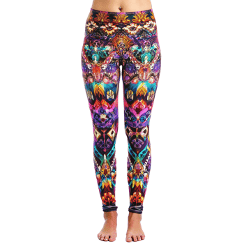 Vibrant Psychedelic Leggings with Intricate Colorful Design for Yoga and Fitness png
