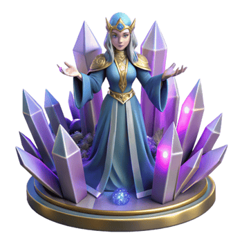 vibrant vintage Fantasy Crystal Mage 3D Render detailed png