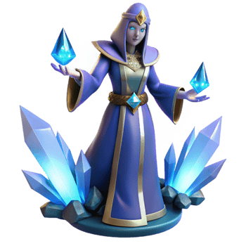 dramatic artistic 3D Render Ice Sorceress Fantasy Figure professional png