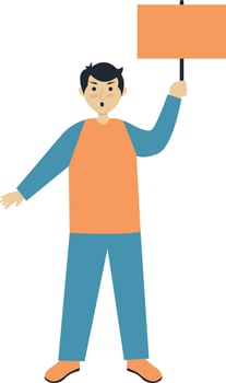 Illustration of Excited People Holding Banner in Flat Design vector