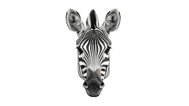 Zebra head with striking black and white stripes png