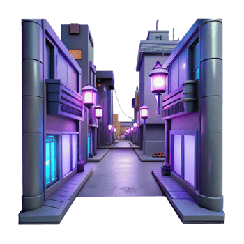 magnificent modern Night City Street 3D Render authentic png