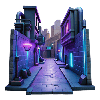 beautiful artistic Neon City Alley 3D Render premium png