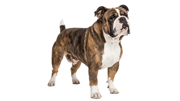 Bulldog standing proudly in a studio setting png