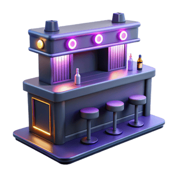 stunning contemporary Neon Bar 3D Render original png