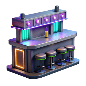 impressive abstract Neon Bar 3D Render premium png