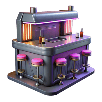 extraordinary modern Neon Bar 3D Render detailed png