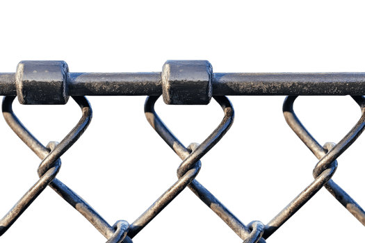Intricate metal chain link fence shown png
