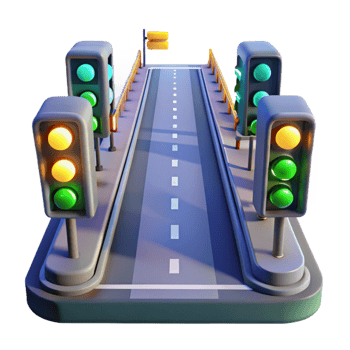dramatic modern 3D Cartoon Road with Traffic Lights Illustration 4K png