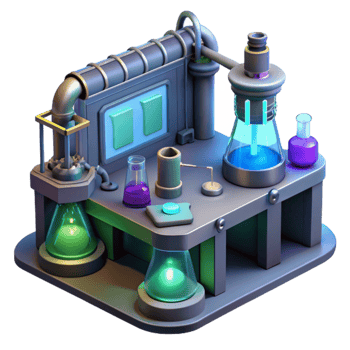serene traditional 3D Render of a Science Lab Setup 4K png