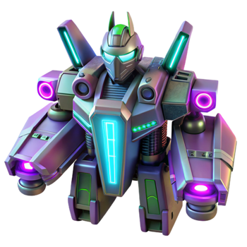 magnificent artistic Neon Robot 3D Render detailed png