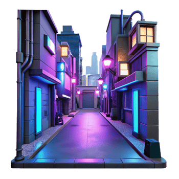 wonderful modern Neon City Alley 3D Illustration genuine png