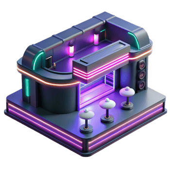 wonderful vintage Neon Bar 3D Render high quality png