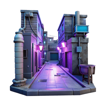stunning abstract Stylized 3D Alleyway Background high quality png