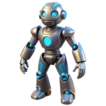 vibrant abstract Friendly Robot 3D Render premium png
