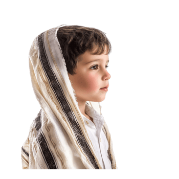 Little boy celebration Passover jewish holiday, standing side view isolate on transparent background png