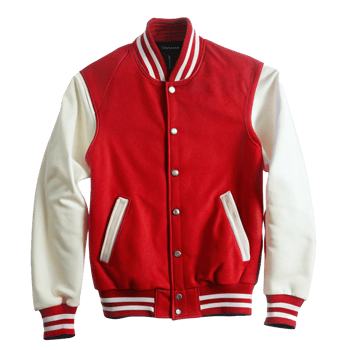 Classic Red and White Varsity Jacket Mens Baseball Bomber Jacket Outerwear png