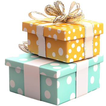 Stack of beautifully wrapped gift boxes with golden ribbons looks festive png