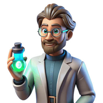 stunning traditional 3D Cartoon Scientist Holding Flask 4K png