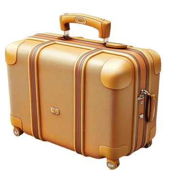 golden suitcase with wheels is perfect for luxurious and comfortable travel png