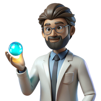 magnificent contemporary 3D Cartoon Scientist Holding Orb genuine png
