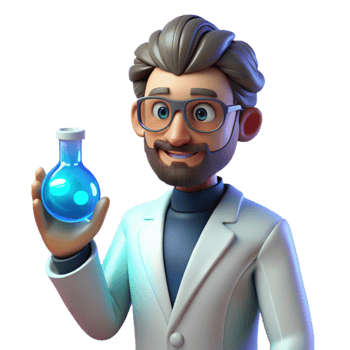 serene abstract 3D Cartoon Scientist Holding Beaker exclusive png