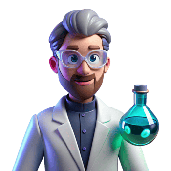 elegant minimalist 3D Cartoon Scientist with Beaker professional png