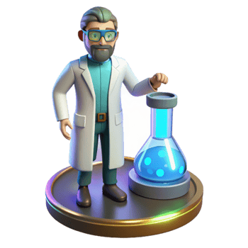 elegant minimalist 3D Cartoon Scientist with Beaker Illustration high resolution png