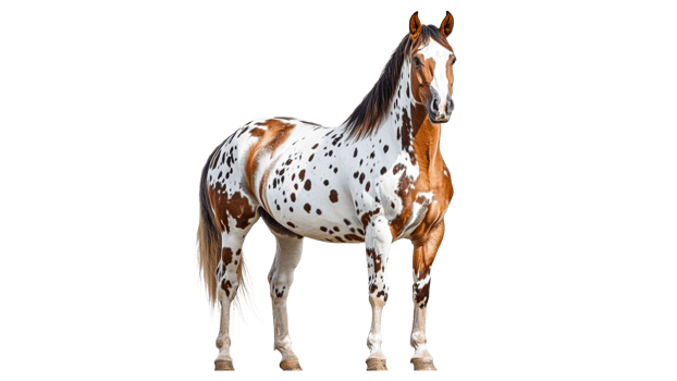 Spotted horse stands gracefully png