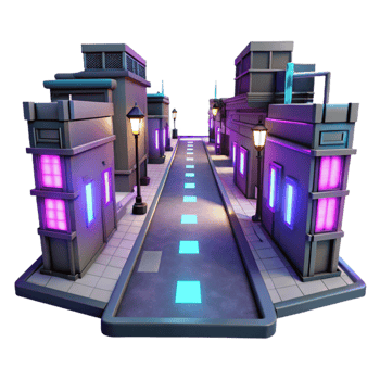 elegant artistic Neon City Street 3D Render premium png