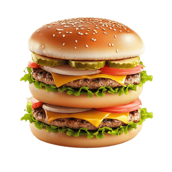 Cheeseburger towers with layers of beef lettuce and pickles tempting hungry appetites png