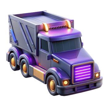 vibrant artistic Purple Neon Dump Truck 3D Render premium png