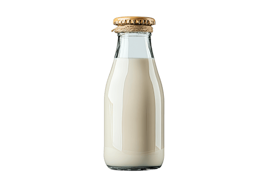 Fresh milk in a glass bottle on a plain background png