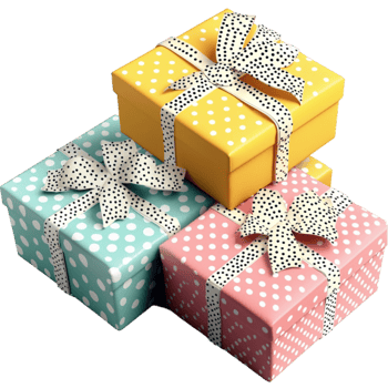 Beautifully wrapped pastel gift boxes with ribbons create a festive celebration png
