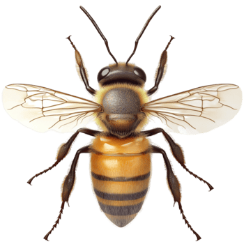 Honey bee with detailed wings and striped body is ready to fly png