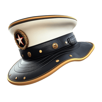 Navy captain hat with gold details and a black visor looks prestigious png