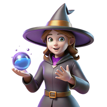 extraordinary creative 3D Render Cute Witch Fantasy Illustration premium png
